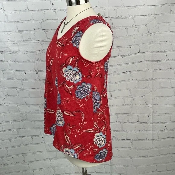 Knox Rose Women's Tank Top Size XS Boho Blouse Red/Blue Floral Sleeveless - Picture 5 of 7